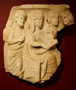 Relief with a woman and child