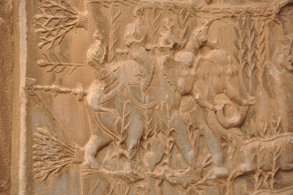 Taq-e Bostan, Large cave, Hunting scene: Elephant