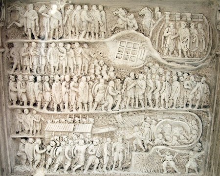 Rome, Forum Romanum, Arch of Severus, Relief east right, model: Surrender of Edessa