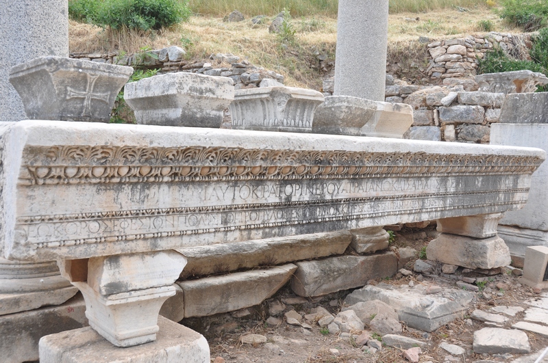 Ephesus, Street of the Curetes, Inscription mentioning Trajan