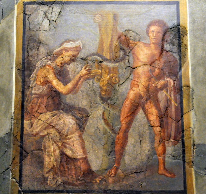 Trier, Wall painting of Jason, Medea, and the Golden Fleece