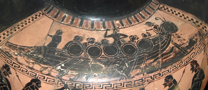 Vase painting of an archaic Greek galley