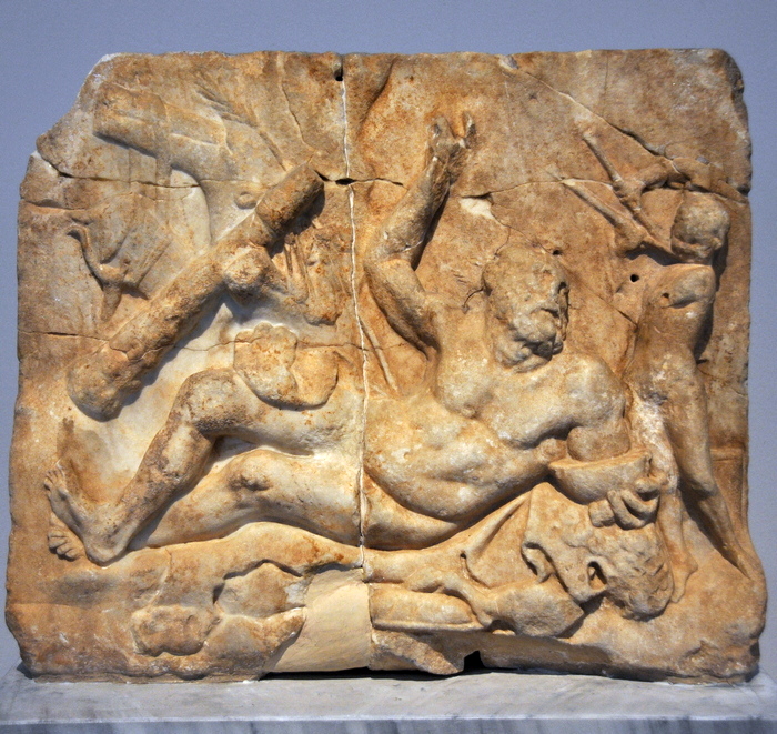 Eleusis, Relief of a drunk Heracles