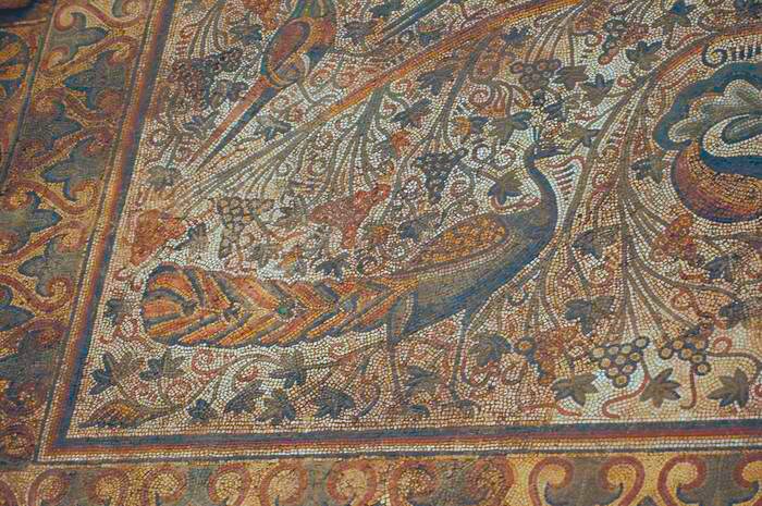 Sabratha, Church mosaic of a peacock
