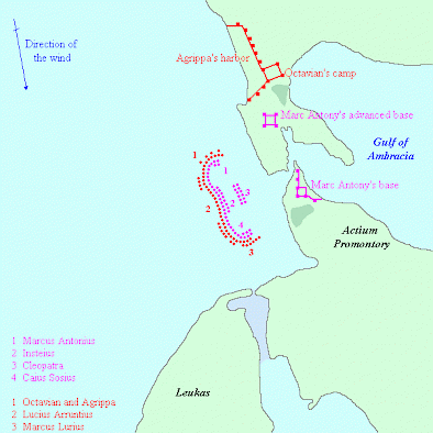 Map of the naval battle of Actium