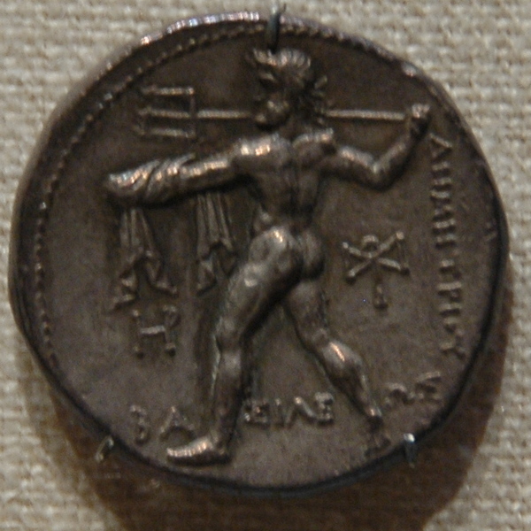Poseidon on a coin of Demetrius Poliorcetes