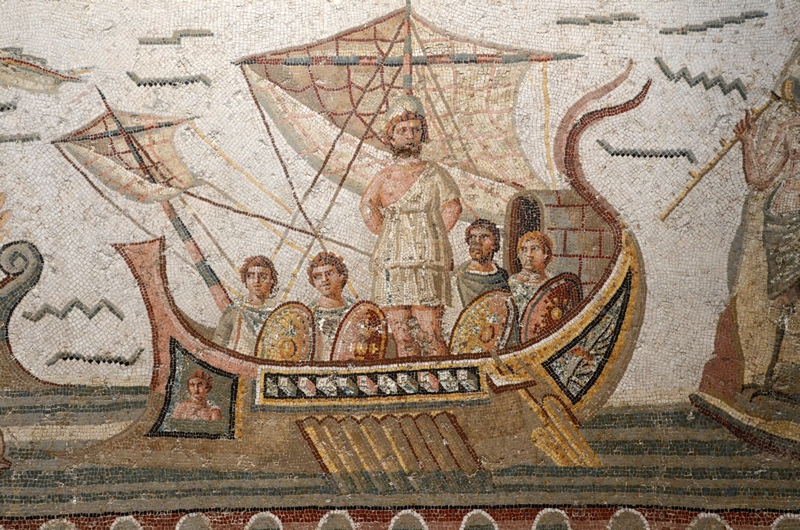 Thugga, House of Dionysus and Odysseus, Odysseus tied to the mast