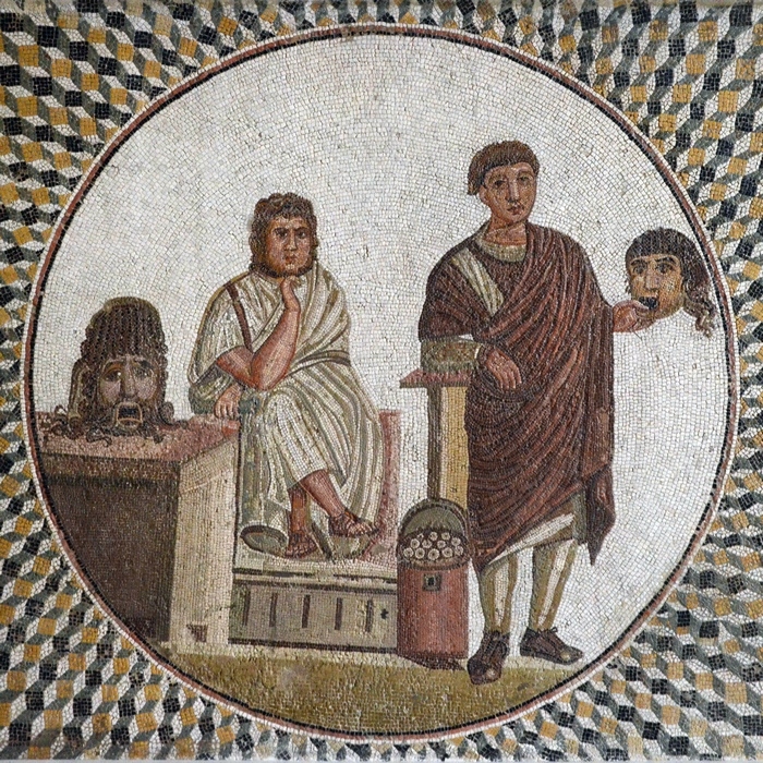 Hadrumetum, House of the Masks, Mosaic of a Tragic Playwright and a Comic Actor