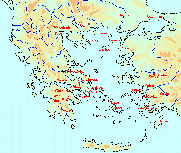 Map of the Aegean World, c.480 BCE