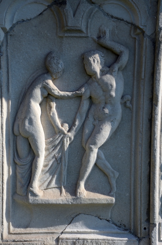 Šempeter, Mausoleum of Ennius, Relief of a satyr raping a woman