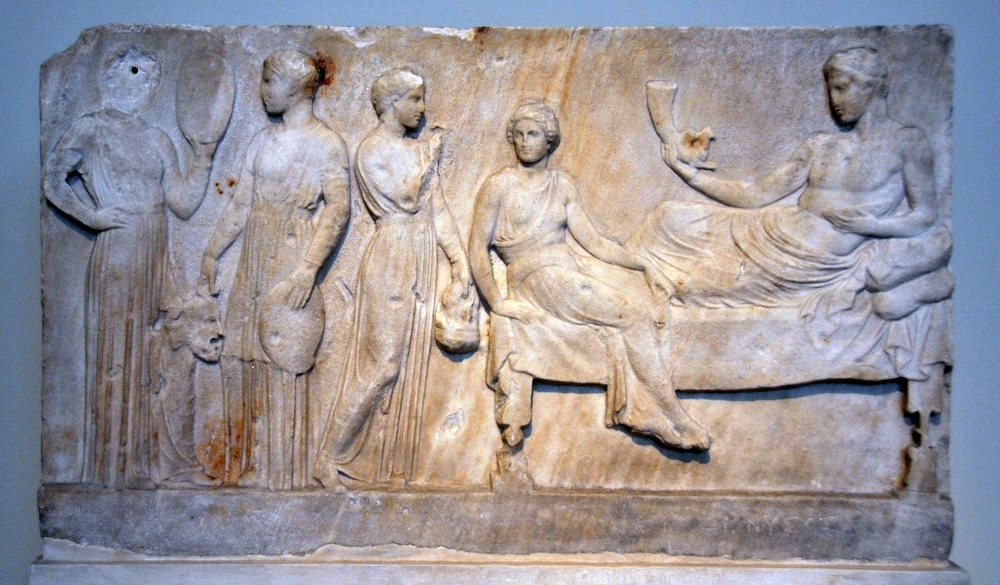 Piraeus, Votive stela of a reclining Dionysus