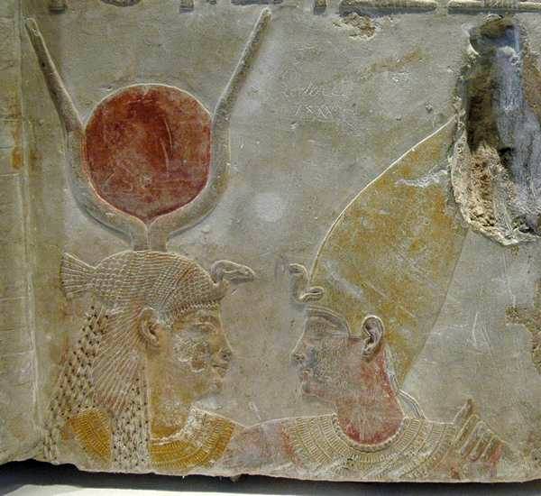 Saqqara, Serapeum, Relief of Isis and Nectanebo II