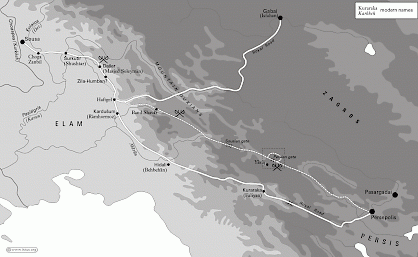 Map of Alexander's Zagros Campaign