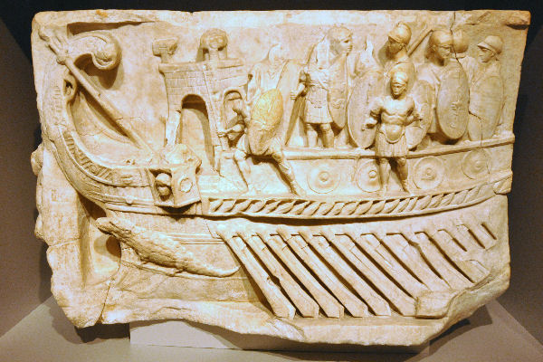 Praeneste, Relief commemorating the battle of Actium