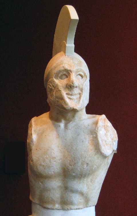 Sparta, Temple of Athena Chalkioikos, Statue of a Spartan hoplite ("Leonidas")