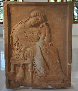 Tombstone of a mother and child