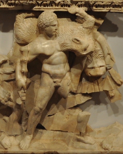Perge, Heracles sarcophagi 04: Heracles and the Erymanthian Boar